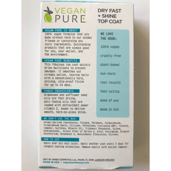 Nail-Aid Vegan Pure Dry Fast Shine Clear Top Coat 0.5 oz - Picture 5 of 5